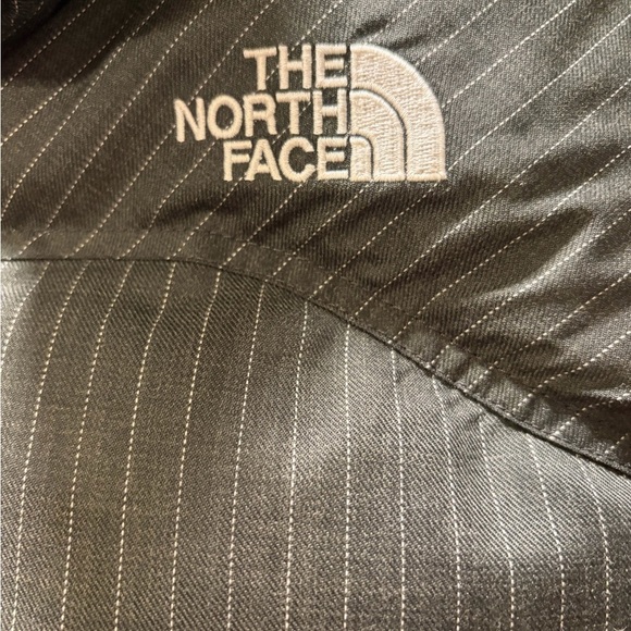 The North Face 700 Nuptse Gray White Pine Stripe Puffer Vest - Picture 3 of 6